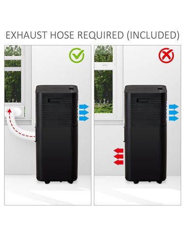 HOMCOM 9000 BTU 4-In-1 Mobile Air Conditioner Unit, Cooling, Dehumidifying, Ventilating, Black