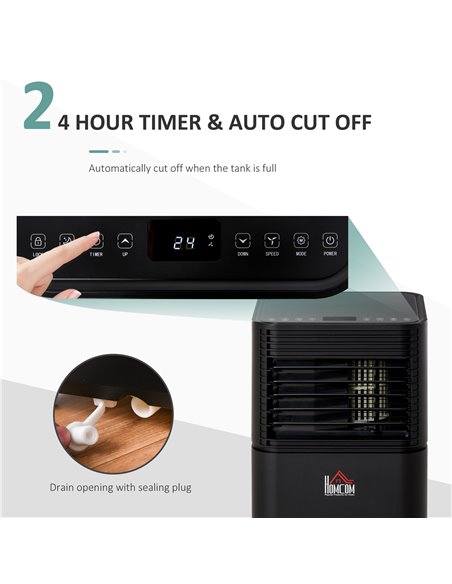 HOMCOM 9000 BTU 4-In-1 Mobile Air Conditioner Unit, Cooling, Dehumidifying, Ventilating, Black - pic 29705 | FastDaddyshop