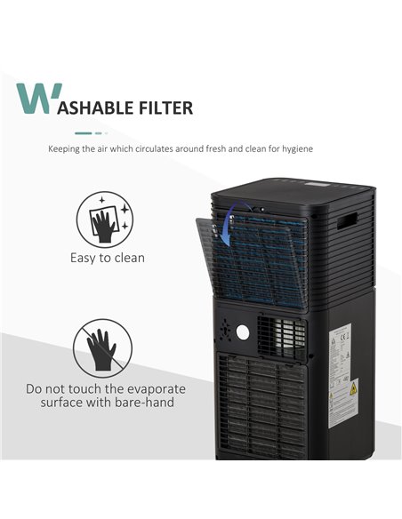 HOMCOM 9000 BTU 4-In-1 Mobile Air Conditioner Unit, Cooling, Dehumidifying, Ventilating, Black - pic 29706 | FastDaddyshop