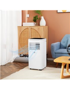 HOMCOM 9,000 BTU Portable Air Conditioner, Smart Home WiFi Compatible, Dehumidifier, Cooling Fan with Remote, LED Display, White 2