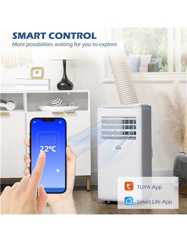 HOMCOM 9,000 BTU Portable Air Conditioner, Smart Home WiFi Compatible, White 823-044V70WT