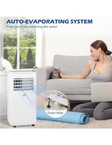 HOMCOM 9,000 BTU Portable Air Conditioner, Smart Home WiFi Compatible, Dehumidifier, Cooling Fan with Remote, LED Display, White - pic 29750 | FastDaddyshop