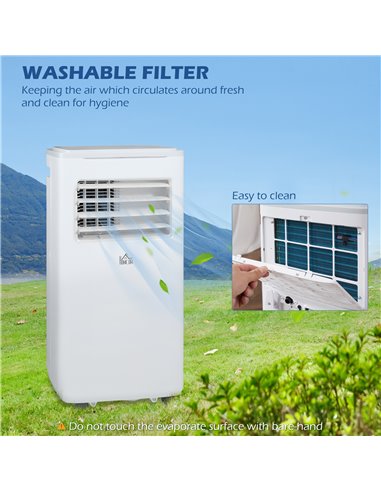 HOMCOM 9,000 BTU Portable Air Conditioner, Smart Home WiFi Compatible, Dehumidifier, Cooling Fan with Remote, LED Display, White