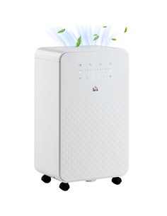 HOMCOM 2000mL Portable Dehumidifier with Air Purifier, 24H Timer, 5 Modes, 10L/Day, for Home Laundry, White
