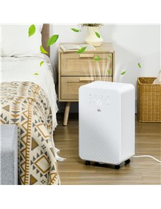 HOMCOM 2000mL Portable Dehumidifier with Air Purifier, 24H Timer, 5 Modes, 10L/Day, for Home Laundry, White 2
