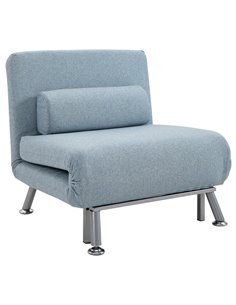 HOMCOM Single Sofa Bed Sleeper Foldable Portable Pillow Lounge Couch Living Room Furniture - Blue