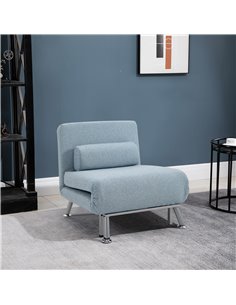 HOMCOM Single Sofa Bed Sleeper Foldable Portable Pillow Lounge Couch Living Room Furniture - Blue 2