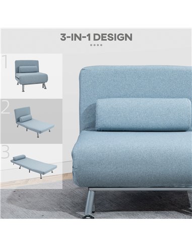 HOMCOM Foldable Single Sofa Bed Sleeper, Blue 833-066V70BU