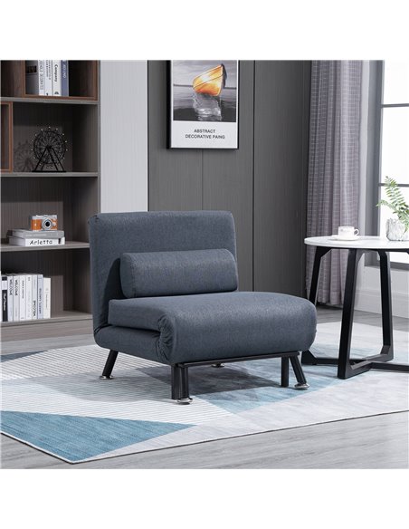 HOMCOM Single Sofa Bed Sleeper, Foldable Portable Pillow Lounge Couch Living Room Furniture, Dark Grey - pic 29915 | FastDaddyshop