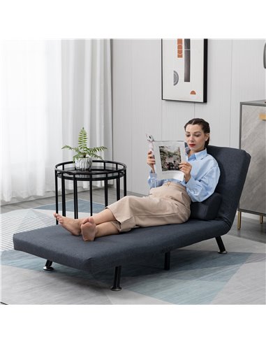HOMCOM Foldable Single Sofa Bed Sleeper, Dark Grey 833-066V70BK