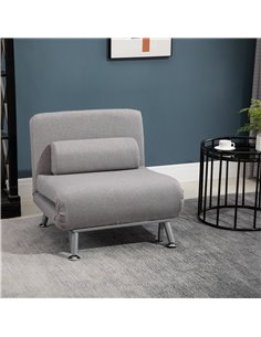 HOMCOM Single Sofa Bed Futon Chair Sleeper, Foldable Portable Lounge Couch, Living Room Furniture Grey 2