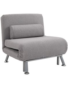 HOMCOM Single Sofa Bed Futon Chair Sleeper, Foldable Portable Lounge Couch, Living Room Furniture Grey