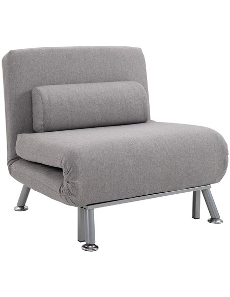 HOMCOM Single Sofa Bed Futon Chair Sleeper, Foldable Portable Lounge Couch, Living Room Furniture Grey - pic 29933 | FastDaddyshop