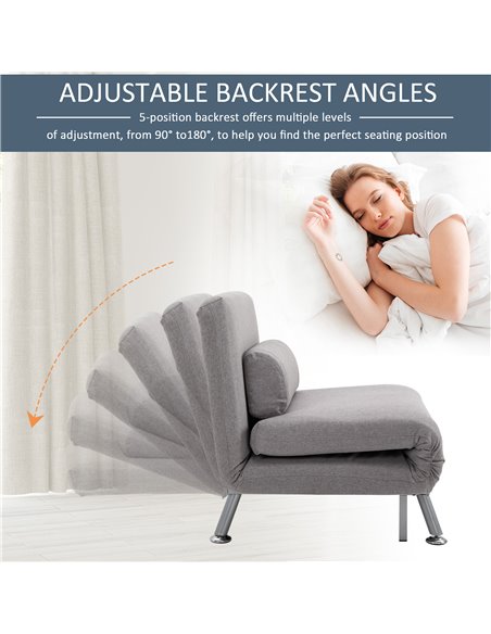 HOMCOM Foldable Single Sofa Bed Futon, Chair Sleeper, Grey 833-066V70GY - pic 29935 | FastDaddyshop