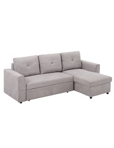 HOMCOM Linen-Look L-Shaped Sofa Bed, Reversible Couch with Storage, Grey