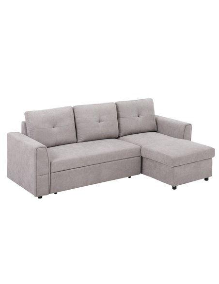 HOMCOM Linen-Look L-Shaped Sofa Bed, Reversible Couch with Storage, Grey - pic 29951 | FastDaddyshop