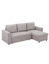 HOMCOM Linen-Look L-Shaped Sofa Bed, Reversible Couch with Storage, Grey