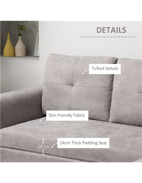 HOMCOM Linen-Look L-Shaped Sofa Bed, Reversible Couch with Storage, Grey 839-191V70 - pic 29954 | FastDaddyshop