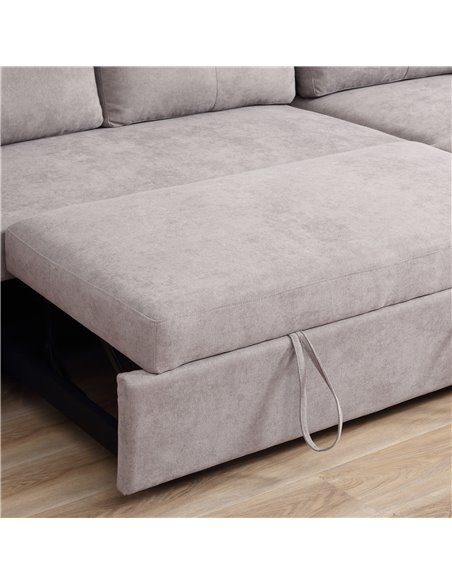 HOMCOM Linen-Look L-Shaped Sofa Bed, Reversible Couch with Storage, Grey - pic 29958 | FastDaddyshop