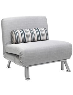 HOMCOM Single Sofa Bed, 1 Person Sleeper Foldable Lounge with Pillow, Grey