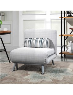 HOMCOM Single Sofa Bed, 1 Person Sleeper Foldable Lounge with Pillow, Grey 2