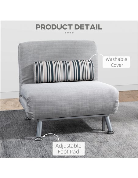 HOMCOM Single Sofa Bed, 1 Person Sleeper Foldable Lounge, Grey 833-066V71GY - pic 29972 | FastDaddyshop