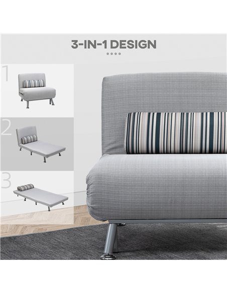 HOMCOM Single Sofa Bed, 1 Person Sleeper Foldable Lounge with Pillow, Grey - pic 29973 | FastDaddyshop