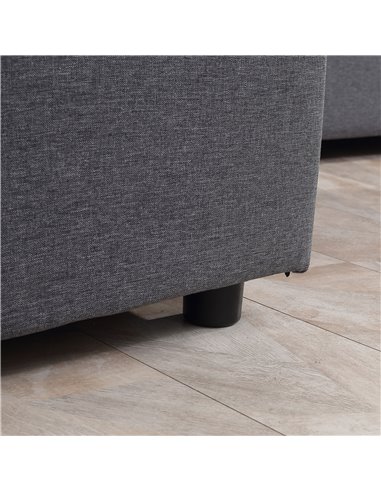 HOMCOM 3 Seater Corner Sofa Bed with Storage, L Couches for Living Room with Chaise Lounge, Double Sofa, Grey