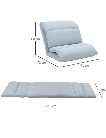 HOMCOM Adjustable Floor Chair with Back Support, Folding Chair Bed, Lazy Sofa Bed for Gaming, Meditation, Reading, Blue - pic 29988 | FastDaddyshop