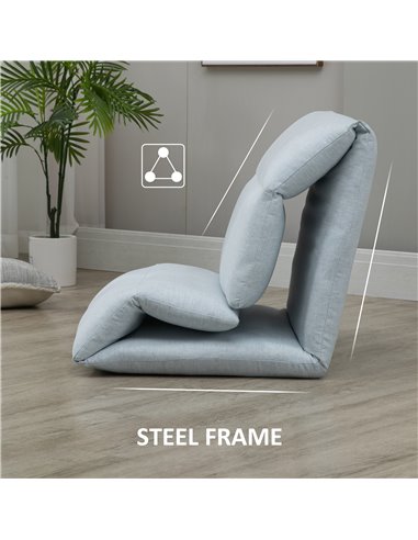 HOMCOM Adjustable Floor Chair with Back Support, Folding Chair Bed, Lazy Sofa Bed for Gaming, Meditation, Reading, Blue
