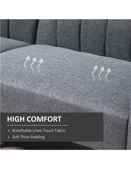 HOMCOM Two Seater Sofa Bed, Convertible Linen Fabric Sofa Couch, Grey 839-214V71GY - pic 30025 | FastDaddyshop