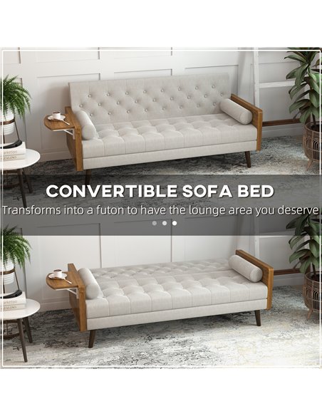 HOMCOM 3-Seater Sofa Bed, Click-Clack Settee Recliner Couch, Beige 839-154V71LG - pic 30034 | FastDaddyshop
