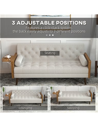 HOMCOM 3-Seater Sofa Bed, Click-Clack Settee Recliner Couch, Beige 839-154V71LG