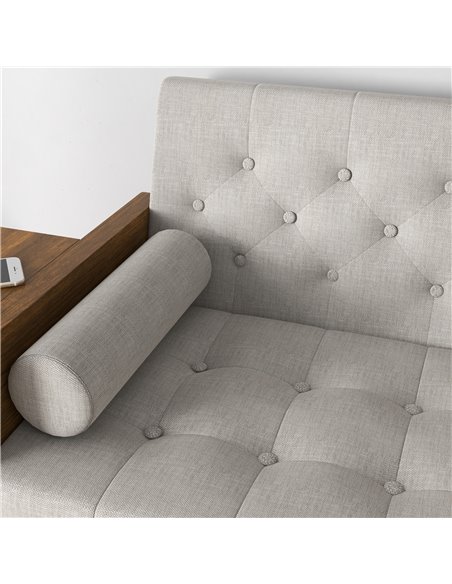 HOMCOM 3-Seater Sofa Bed Click-Clack Button-Tufted Settee Recliner Couch with Wood Legs for Living Room, Beige - pic 30038 | FastDaddyshop