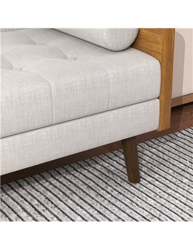 HOMCOM 3-Seater Sofa Bed Click-Clack Button-Tufted Settee Recliner Couch with Wood Legs for Living Room, Beige