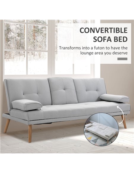 HOMCOM 3 Seater Sofa Bed, Scandinavian Style Recliner, Grey 833-663V71GY - pic 30043 | FastDaddyshop