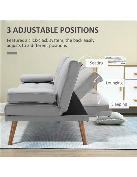 HOMCOM 3 Seater Sofa Bed, Scandinavian Style Recliner, Grey 833-663V71GY - pic 30044 | FastDaddyshop