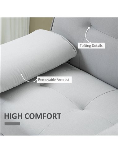 HOMCOM 3 Seater Sofa Bed, Scandinavian Style Recliner with Armrest Cup Holder, Grey