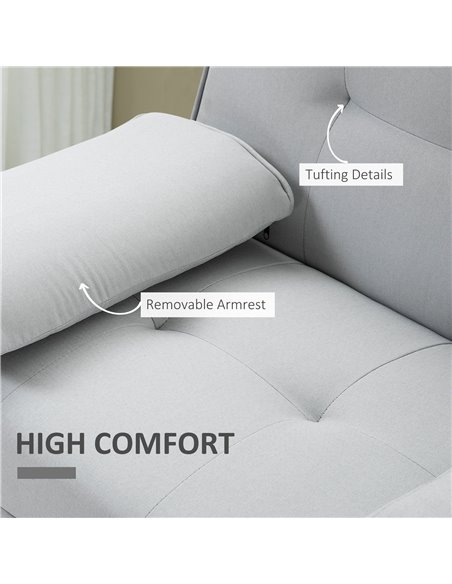 HOMCOM 3 Seater Sofa Bed, Scandinavian Style Recliner with Armrest Cup Holder, Grey - pic 30045 | FastDaddyshop