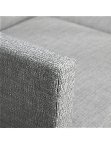 HOMCOM L Shape Sofa Bed Set, Linen Fabric Corner Sofa Bed with Rubber Wood Legs and Footstool, Light Grey