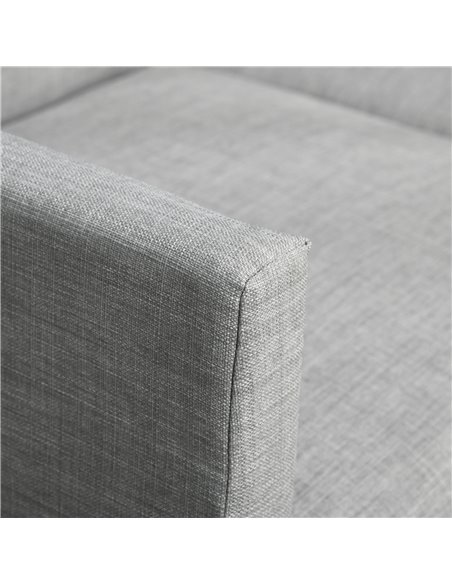 HOMCOM L Shape Sofa Bed Set, Linen Fabric Corner Sofa Bed with Rubber Wood Legs and Footstool, Light Grey - pic 30057 | FastDaddyshop