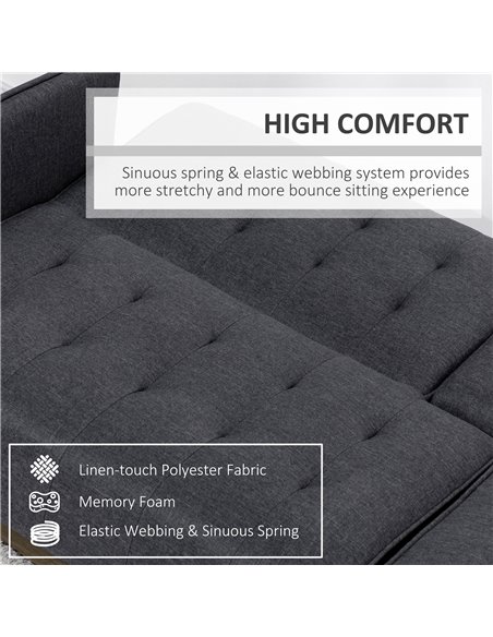 HOMCOM Upholstered Click Clack Sofa Bed, Linen-Feel 3 Seater Sofa Bed with Storage and Cupholders, Grey - pic 30064 | FastDaddyshop