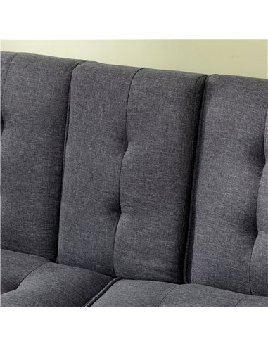 HOMCOM Upholstered Click Clack Sofa Bed, Linen-Feel 3 Seater Sofa Bed with Storage and Cupholders, Grey