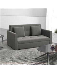 HOMCOM 2 Seater Sofa Bed, Convertible Bed Settee with Cushions, Hidden Storage, Light Grey 2