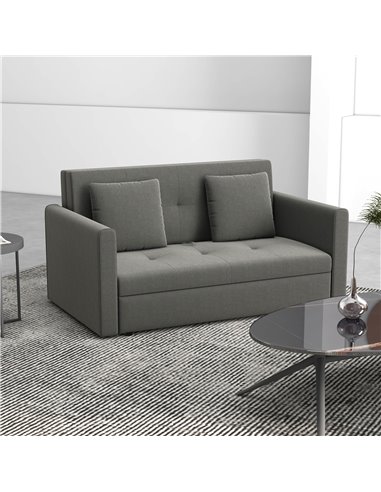 HOMCOM 2 Seater Sofa Bed, Convertible Bed Settee with Cushions, Hidden Storage, Light Grey
