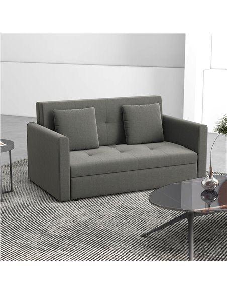 HOMCOM 2 Seater Sofa Bed, Convertible Bed Settee with Cushions, Hidden Storage, Light Grey - pic 30068 | FastDaddyshop