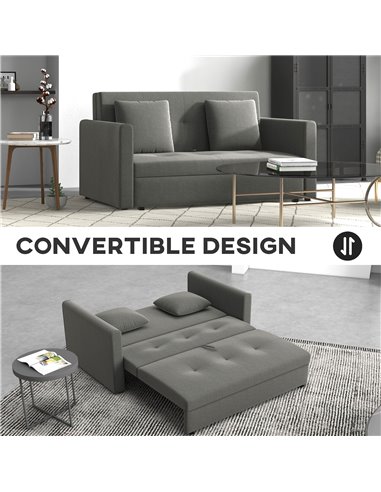 HOMCOM 2 Seater Sofa Bed, Convertible Bed Settee, Light Grey 839-845V70GY