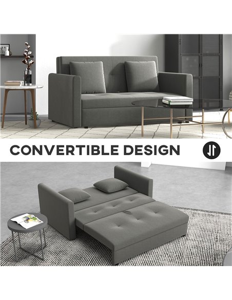 HOMCOM 2 Seater Sofa Bed, Convertible Bed Settee, Light Grey 839-845V70GY - pic 30070 | FastDaddyshop