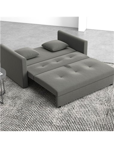 HOMCOM 2 Seater Sofa Bed, Convertible Bed Settee with Cushions, Hidden Storage, Light Grey