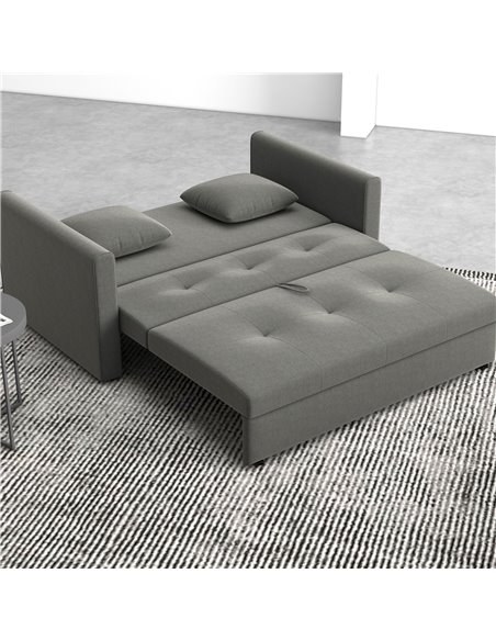 HOMCOM 2 Seater Sofa Bed, Convertible Bed Settee with Cushions, Hidden Storage, Light Grey - pic 30073 | FastDaddyshop